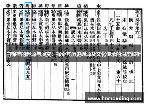 白棉裤的起源与演变：探索其历史渊源及文化传承的深度解析